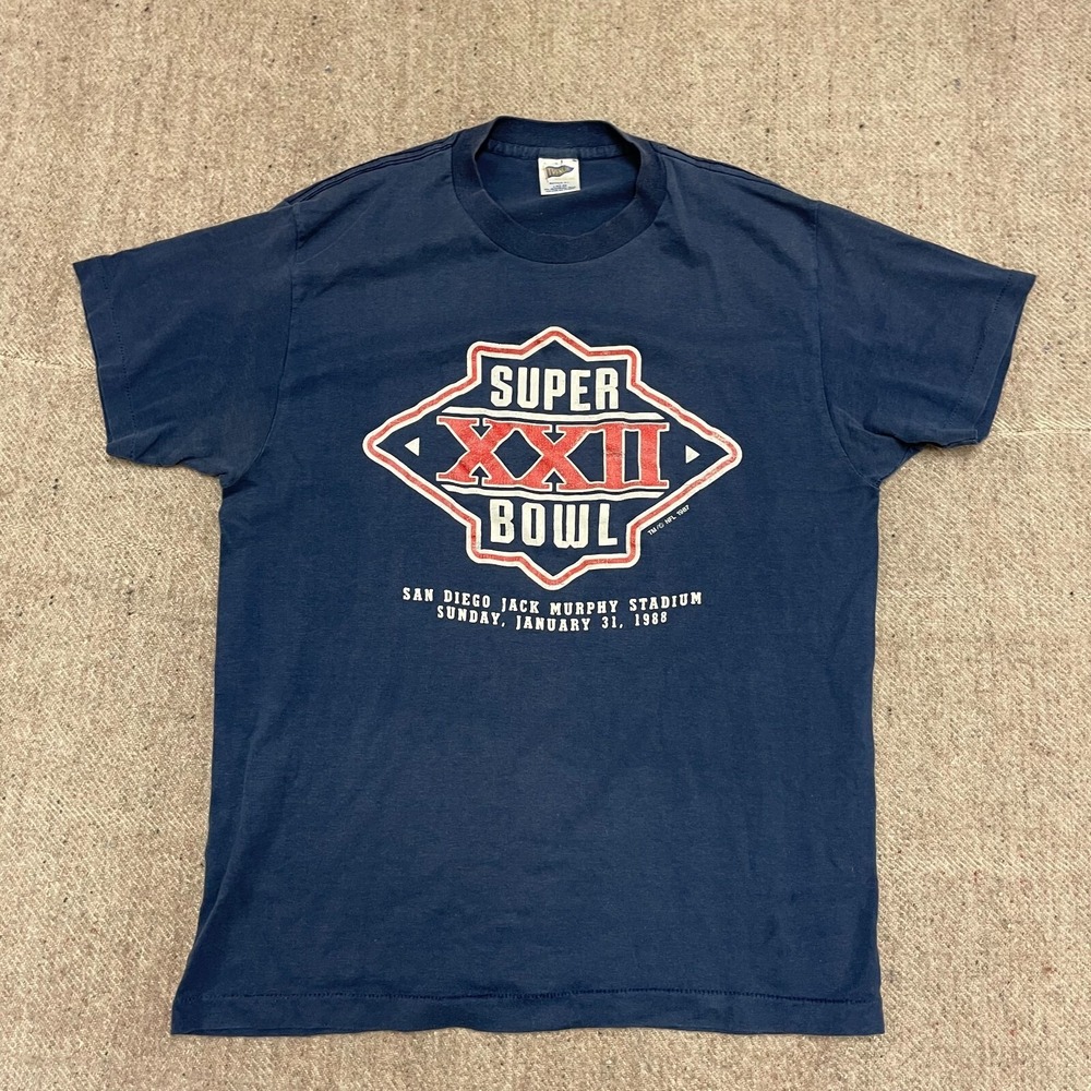 vintage superbowl 1988 shirt mens large blue 1980s san diego jack murphy stadium